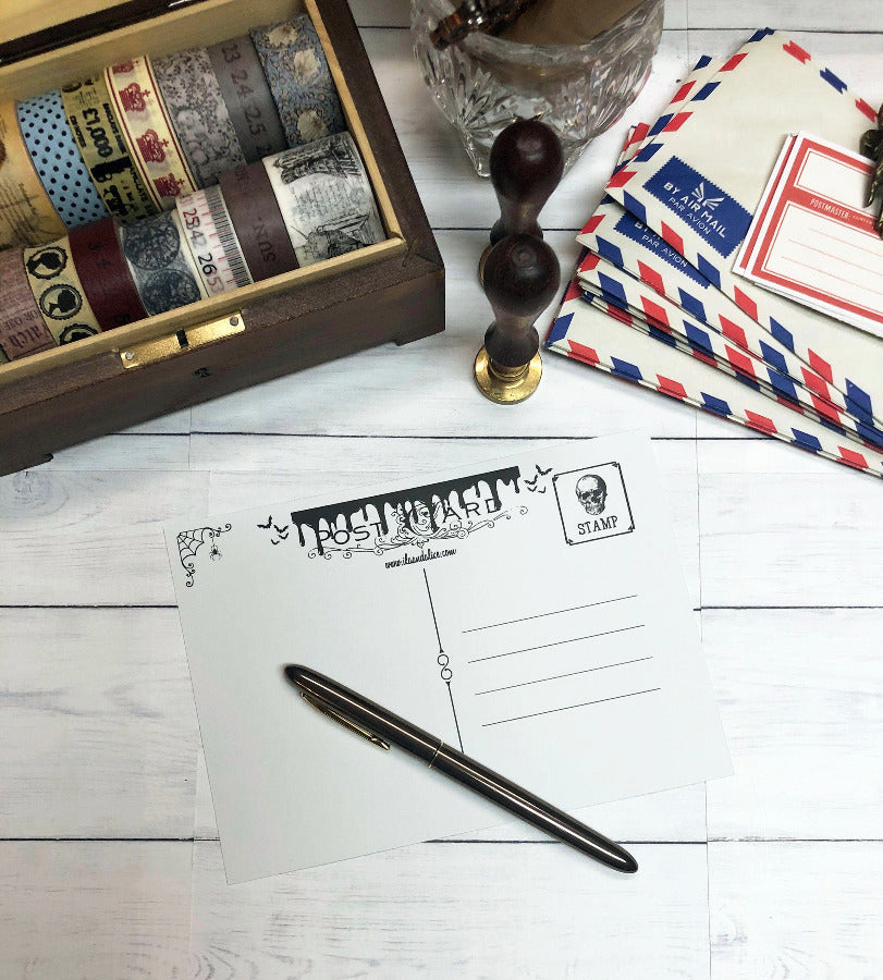 Spooky Ghoulish Women on Red Velvet Postcards