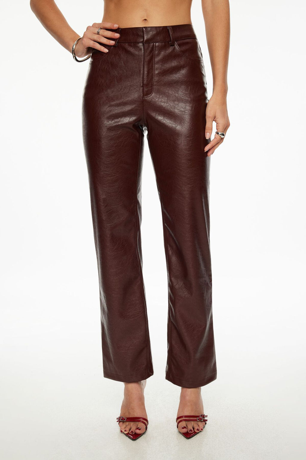 Pantalon droit en similicuir Justina