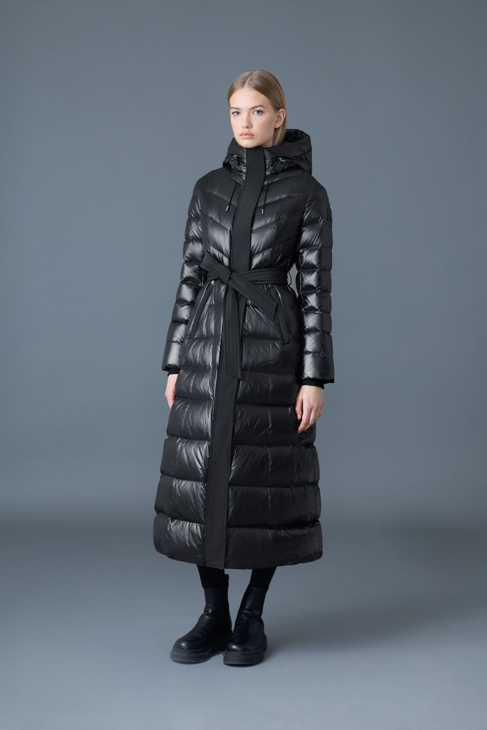CALINA Manteau maxi en duvet lustré