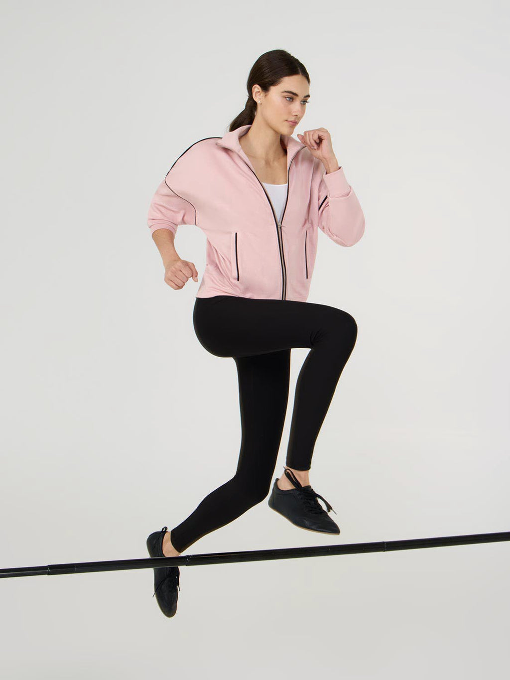 Contrast Piping Zip-Up Jacket