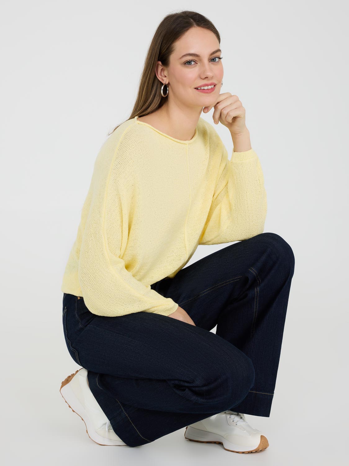 Pull à col bateau et manches dolman