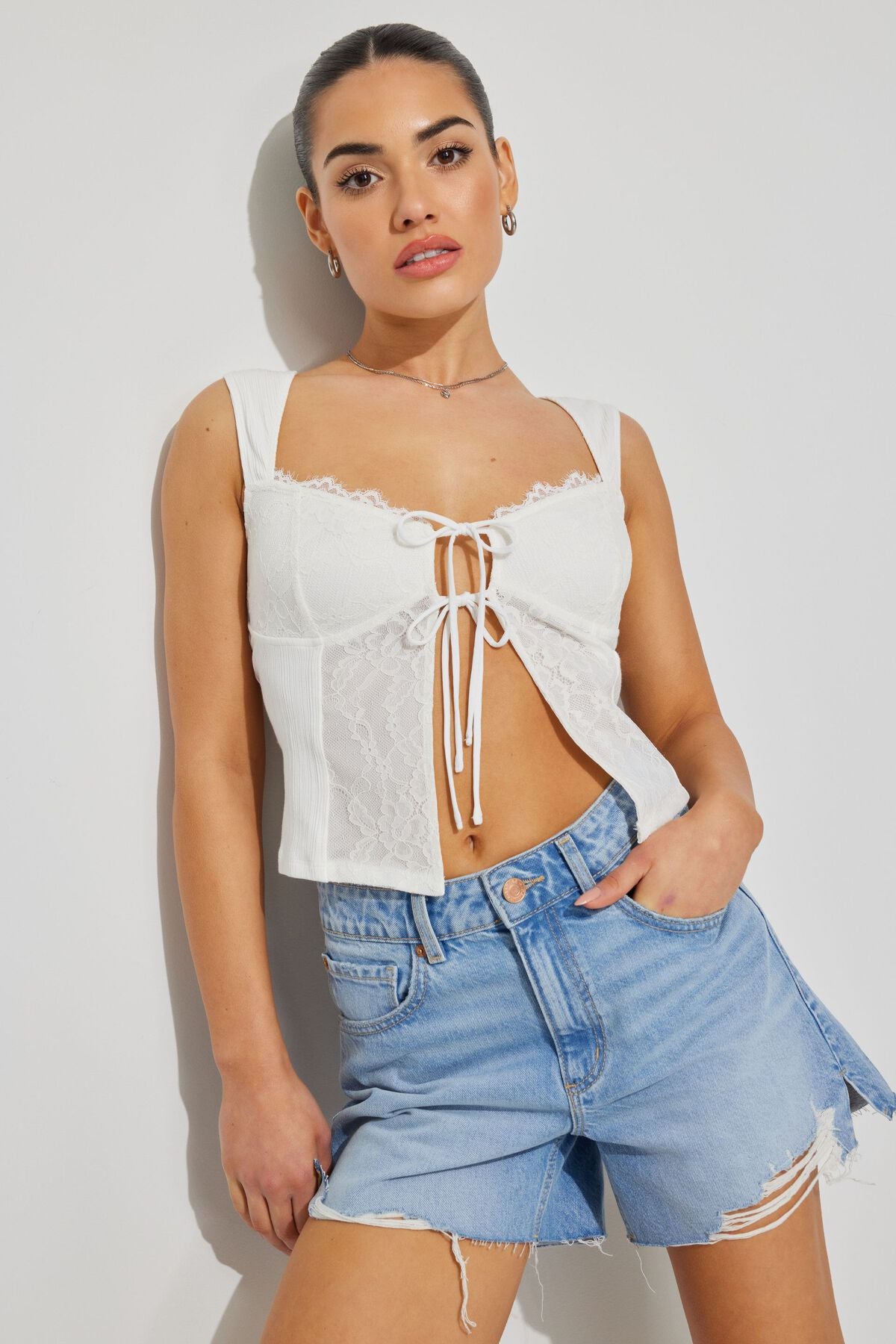 Haut côtelé en dentelle Flyaway