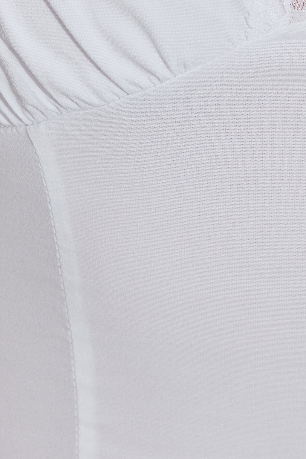 Lace Trim Plunge Halter Top