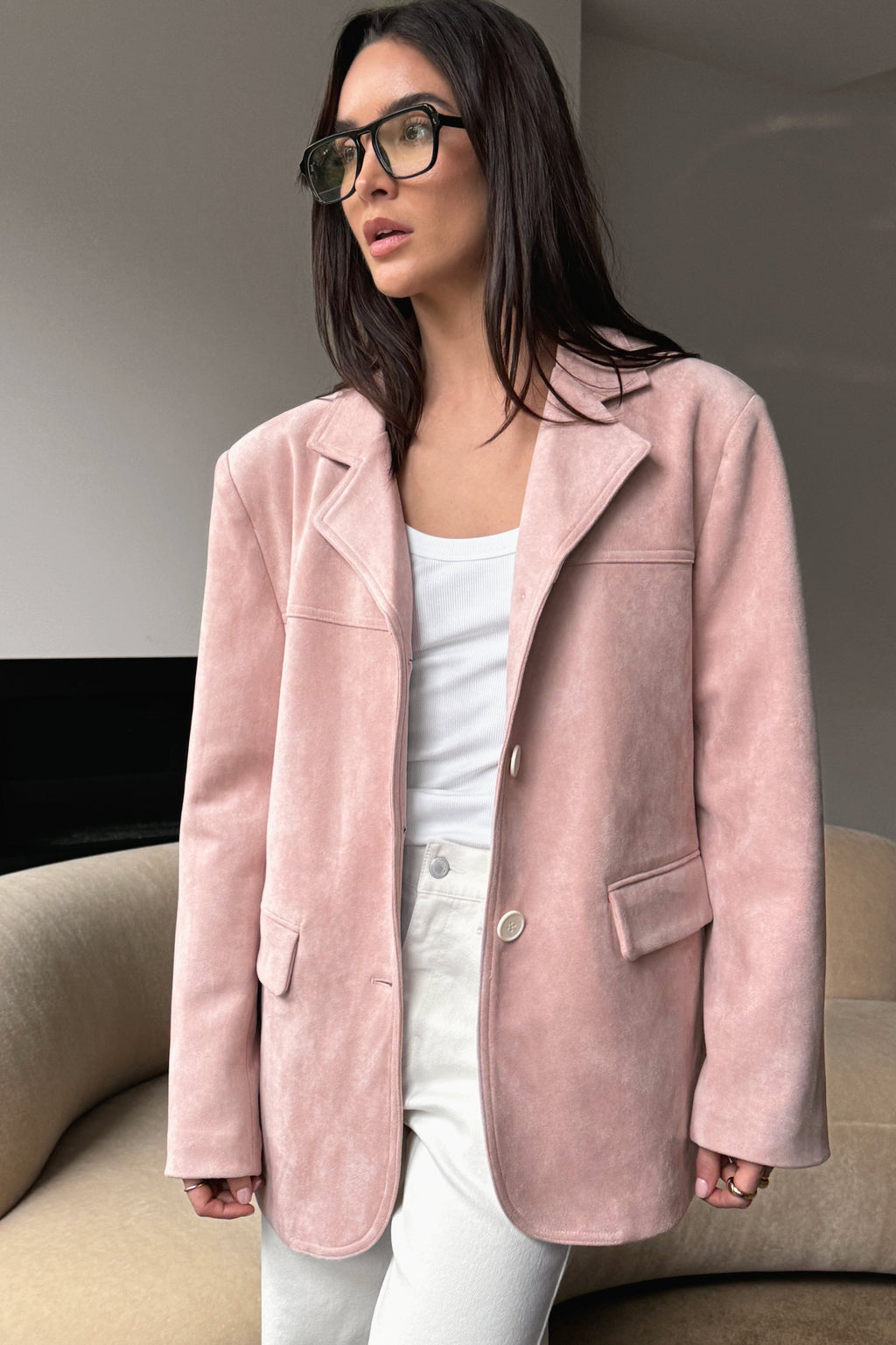 BLAZER OVERSIZE EN DAIM VEGAN