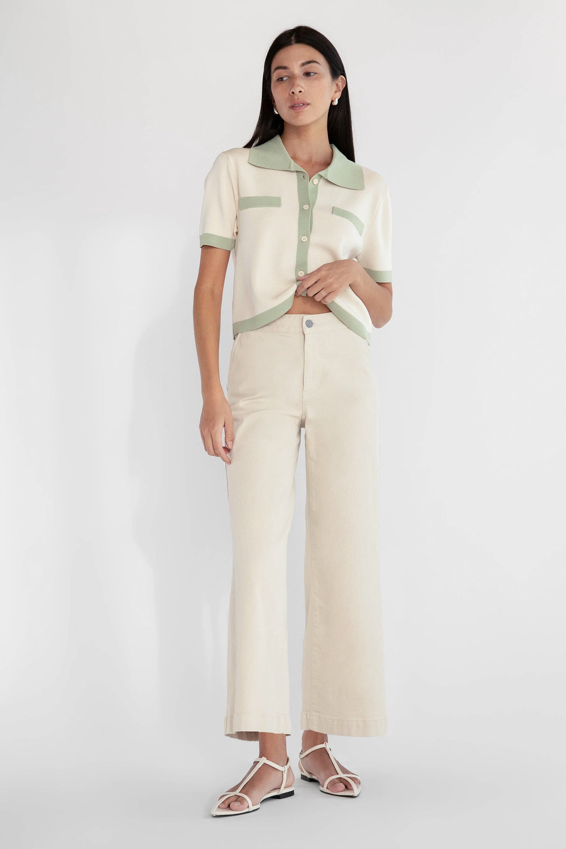 PANTALON LARGE EN SERGÉ LONGUEUR RÉGULIÈRE