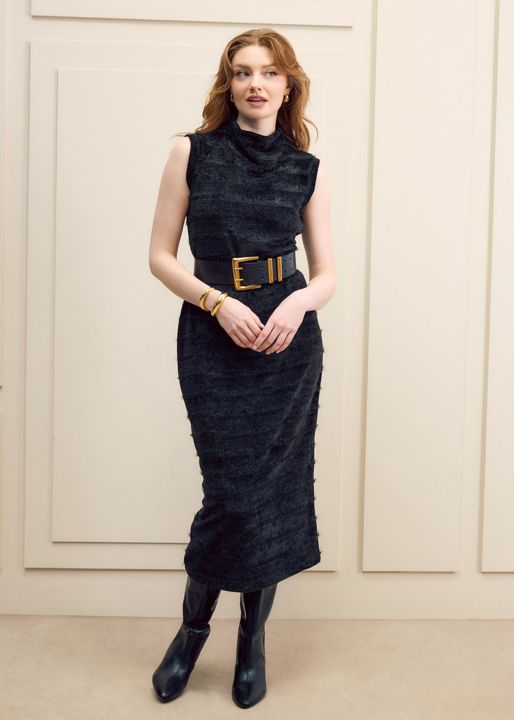 Textured Knit Midi Dress