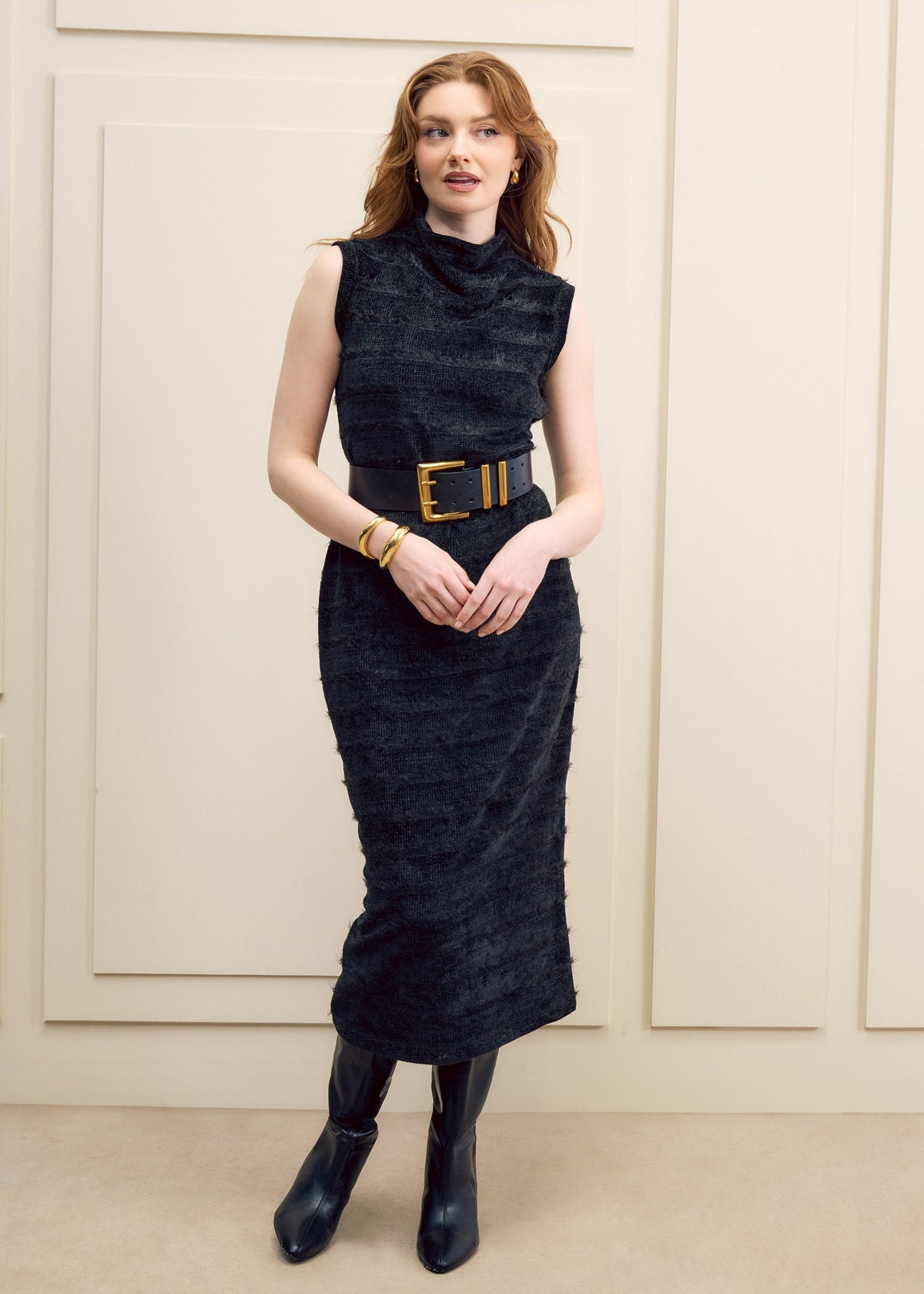 Textured Knit Midi Dress