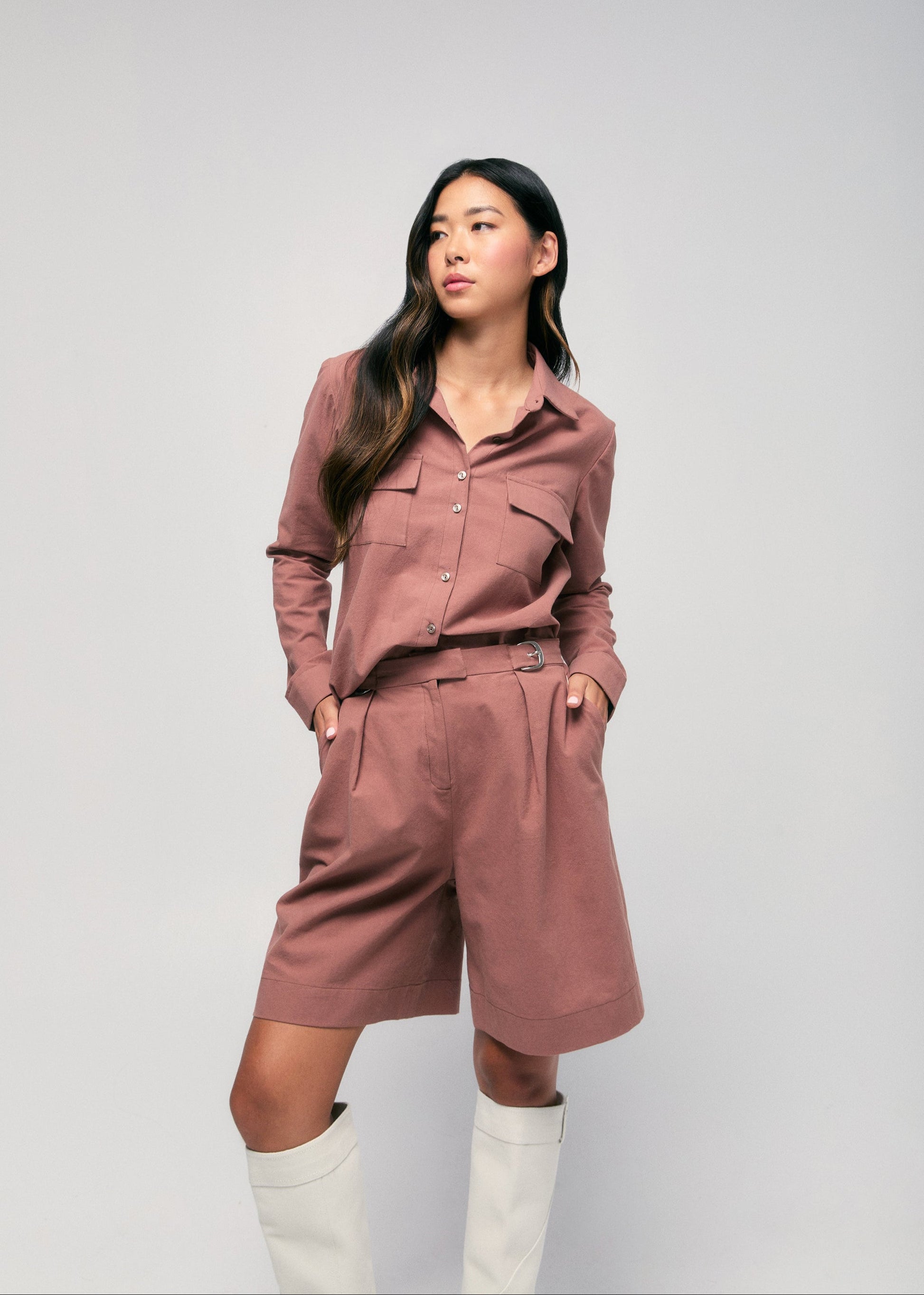 Belted Long Cotton Trouser Short
