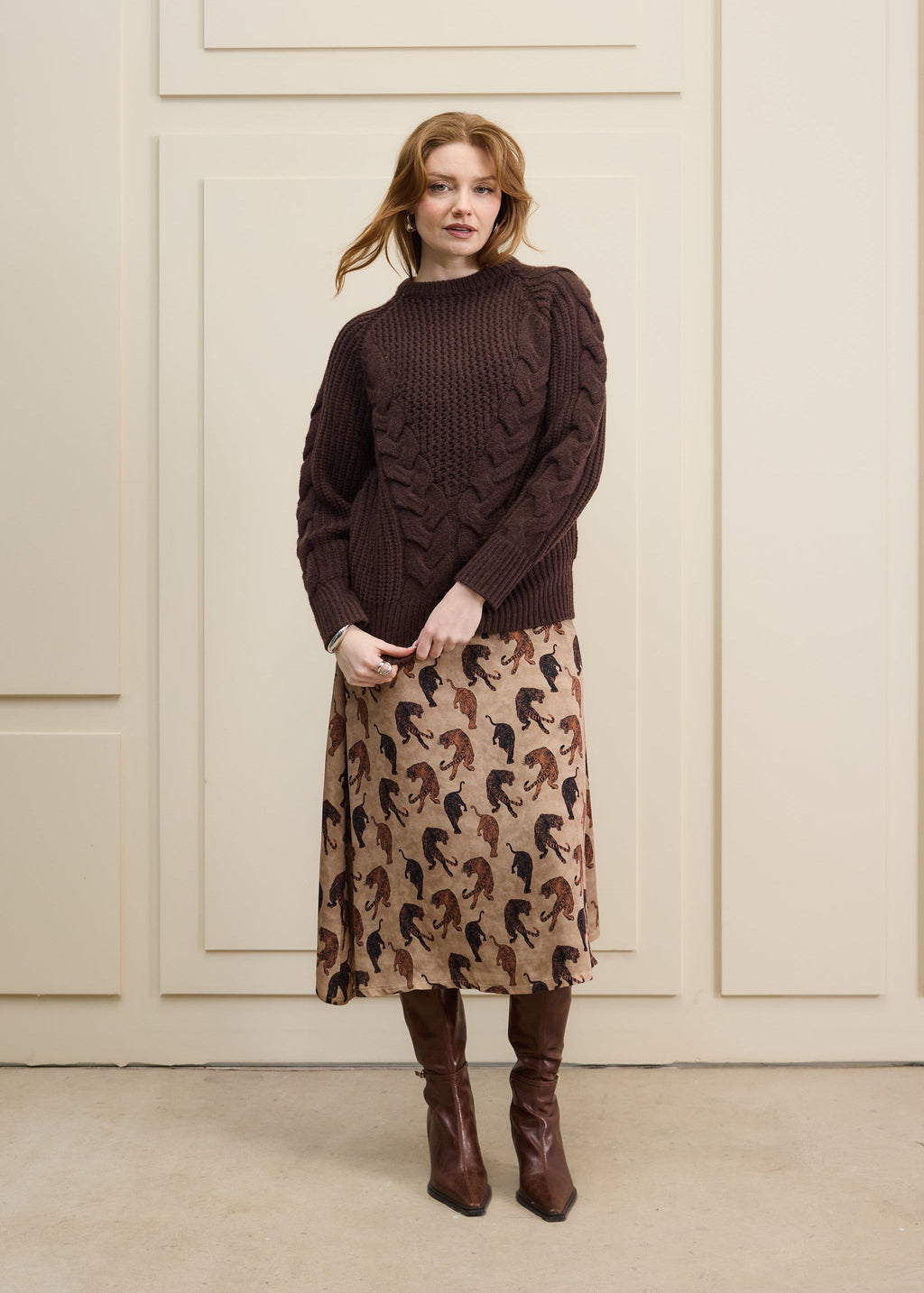 Long Cable Knit Sweater