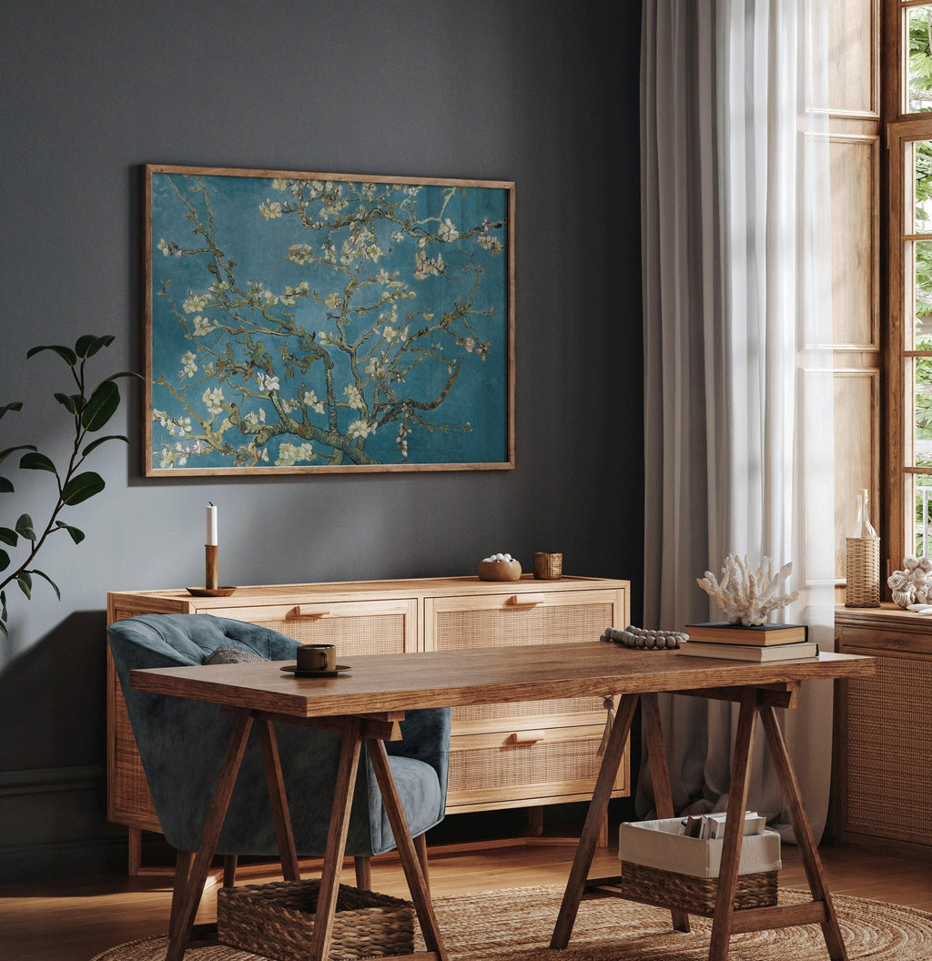 Reproduction d'art « Amandiers en fleurs » de Van Gogh : Impression giclée d'art, option encadrée