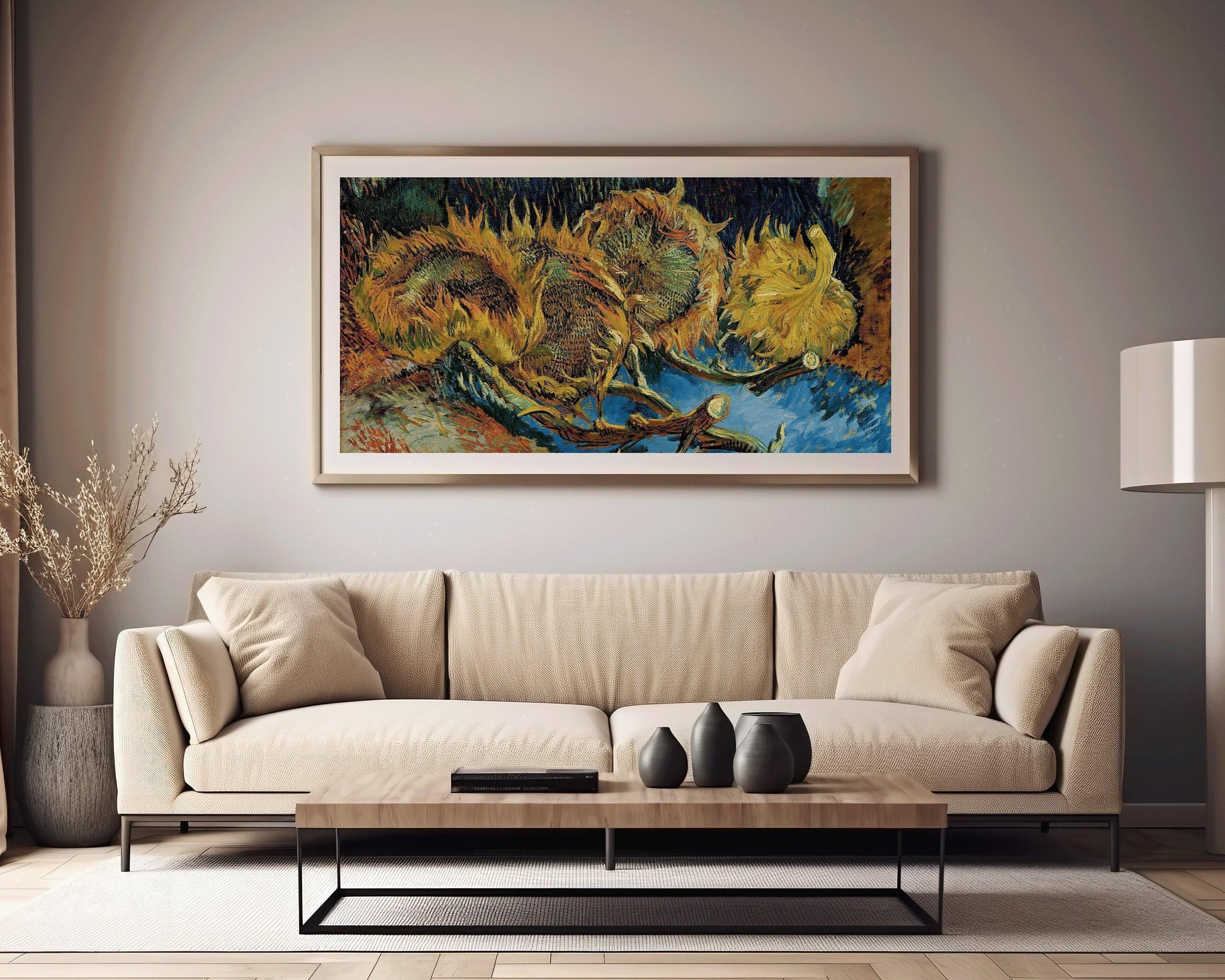 Estampe Tournesols de Van Gogh : Art panoramique impressionniste vintage (2x1)