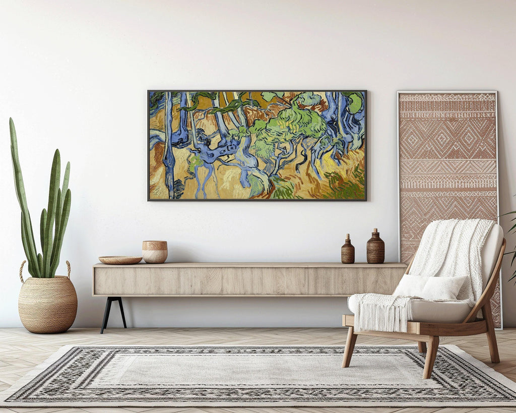 Estampe Van Gogh « Racines d'arbre » : Art panoramique impressionniste vintage (2x1)