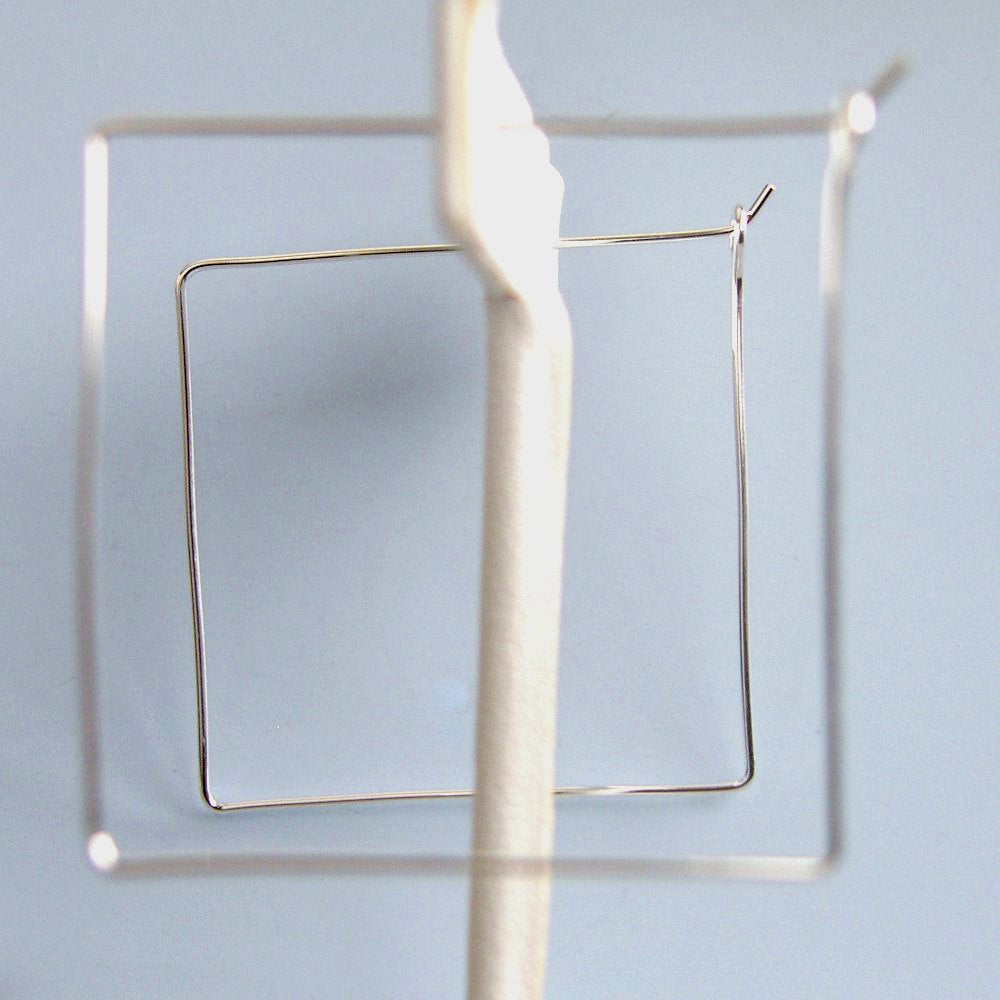 Square Hoops Sterling Silver Square Hoop Earrings 1.5 Inch