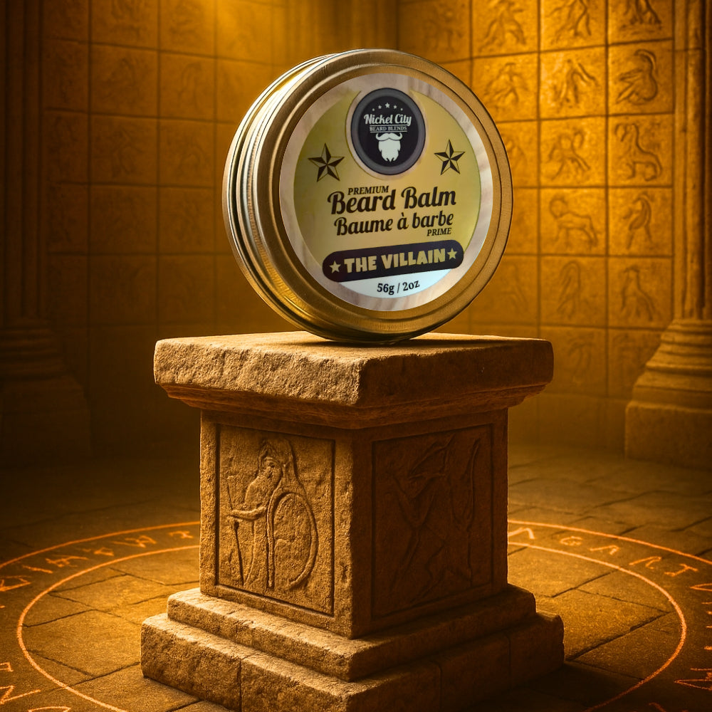 The Villain Beard Balm (56g) – Spiced Tobacco, Fresh Leather, Cognac & Bourbon with Creamy Vanilla | Strong Hold & Conditioning Balm