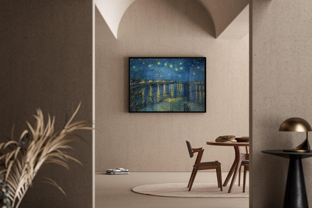 Vincent Van Gogh - La Nuit étoilée sur le Rhône | Affiche d'exposition impressionniste classique (disponible encadrée ou non)