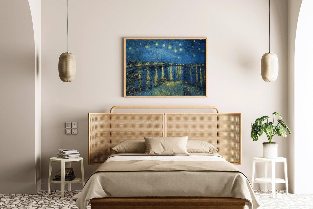 Vincent Van Gogh - La Nuit étoilée sur le Rhône | Affiche d'exposition impressionniste classique (disponible encadrée ou non)