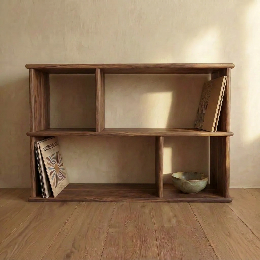 Vinyl record bookcase in walnut