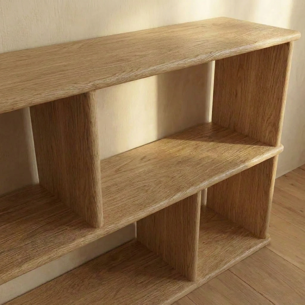 Vinyl record bookcase in white oak