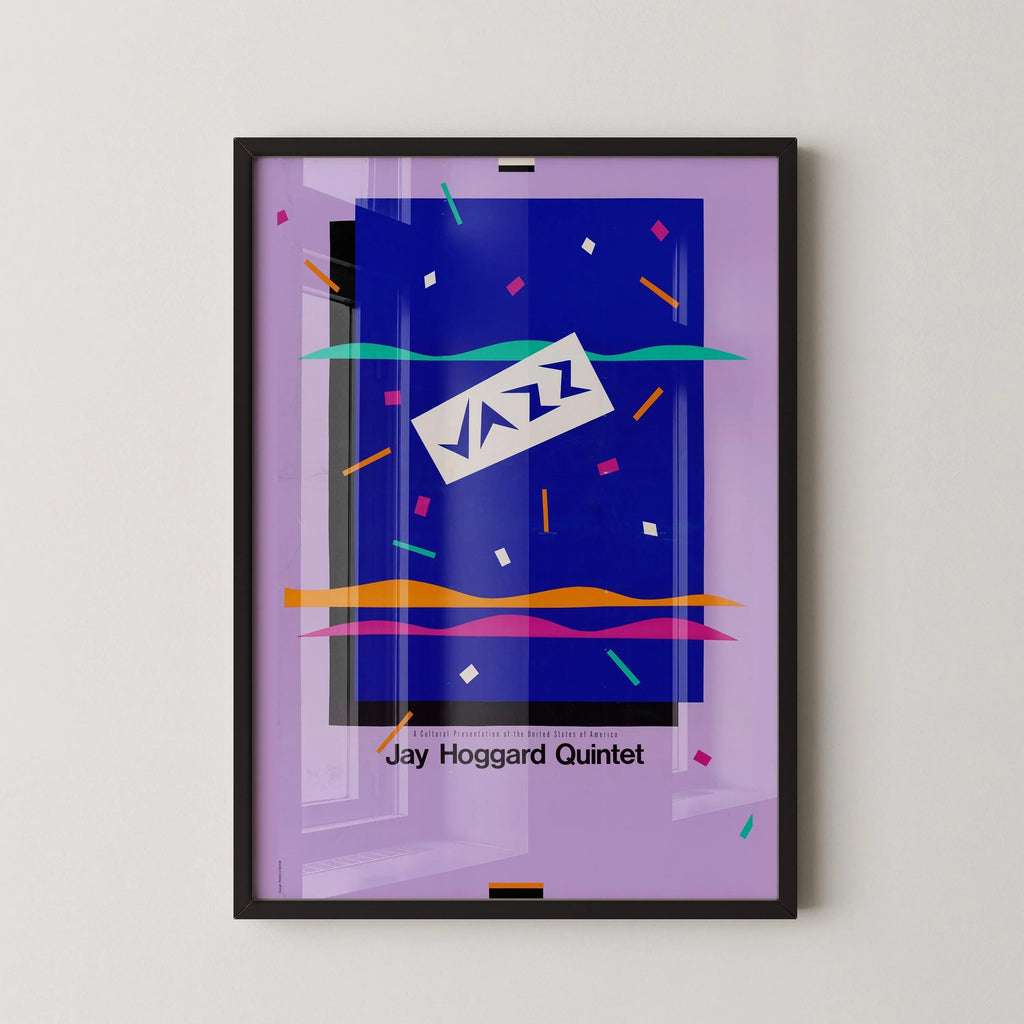 Affiche musicale rétro style années 80 - Jazz (USIA/Jay Hoggard Quintet) | Disponible encadrée ou non