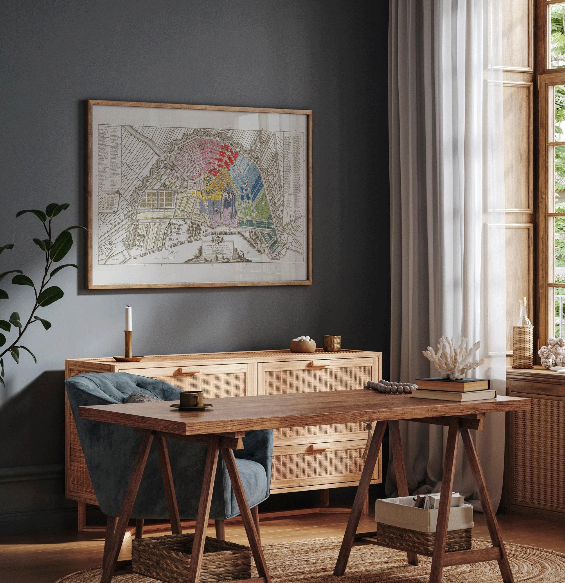 Vintage Amsterdam Map Print (available handframed or unframed)