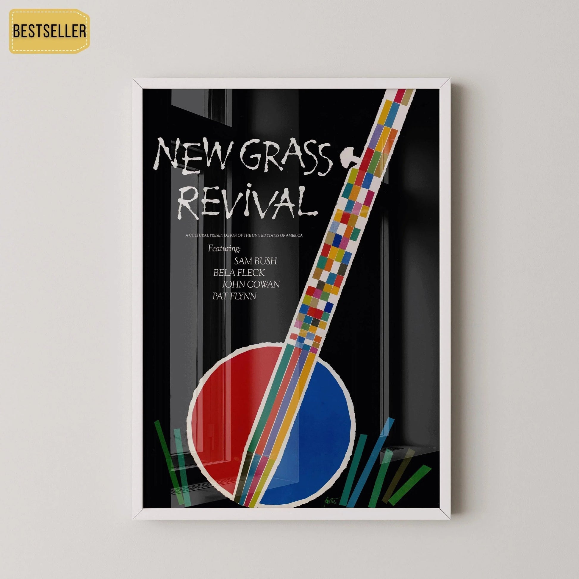Affiche vintage de musique bluegrass : Nouvelle œuvre d'art sur le renouveau du bluegrass