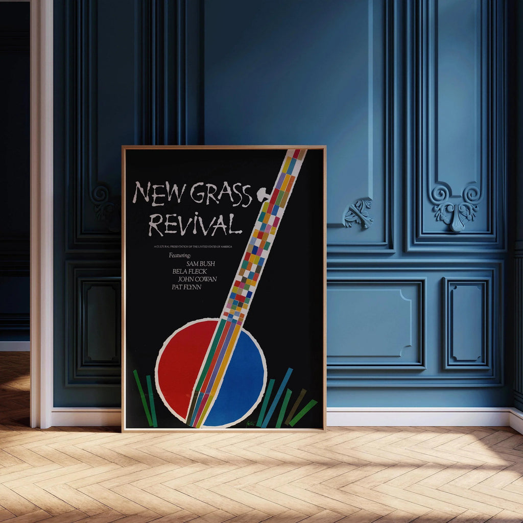 Affiche vintage de musique bluegrass : Nouvelle œuvre d'art sur le renouveau du bluegrass
