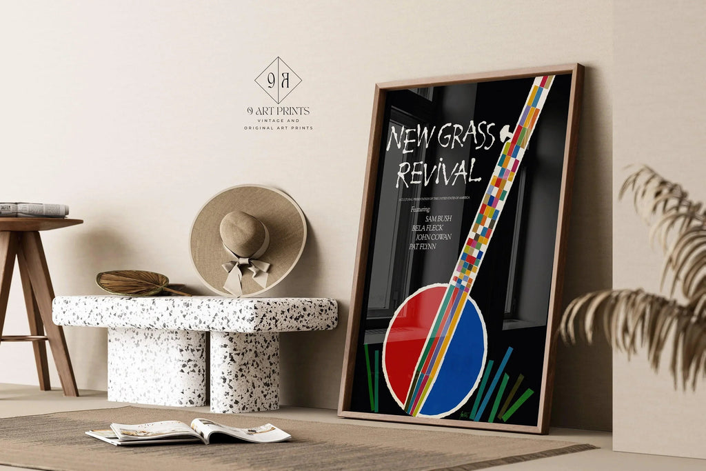 Affiche vintage de musique bluegrass : Nouvelle œuvre d'art sur le renouveau du bluegrass