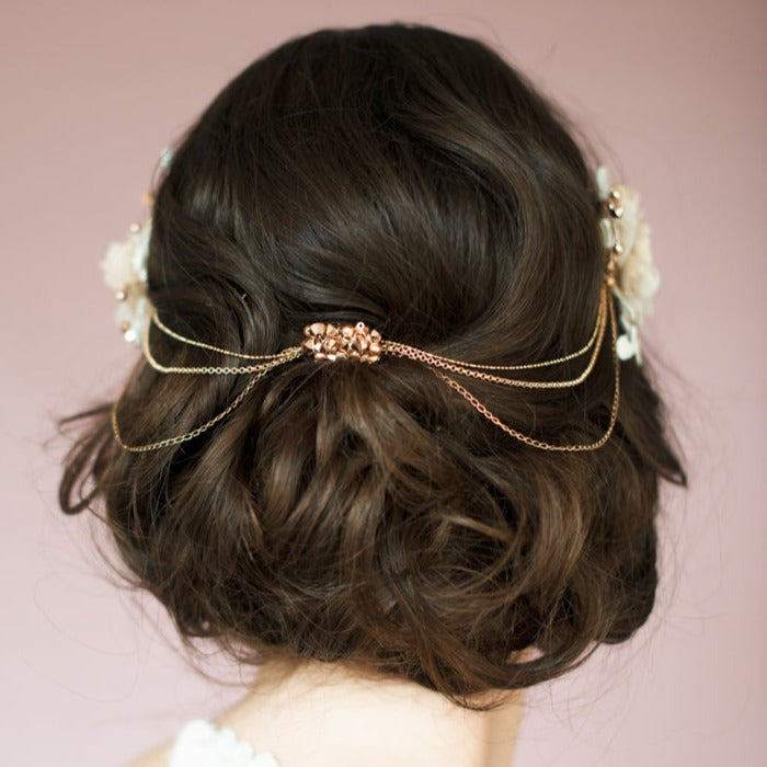 TAYLOR Silk Flower Bridal Hair Chain