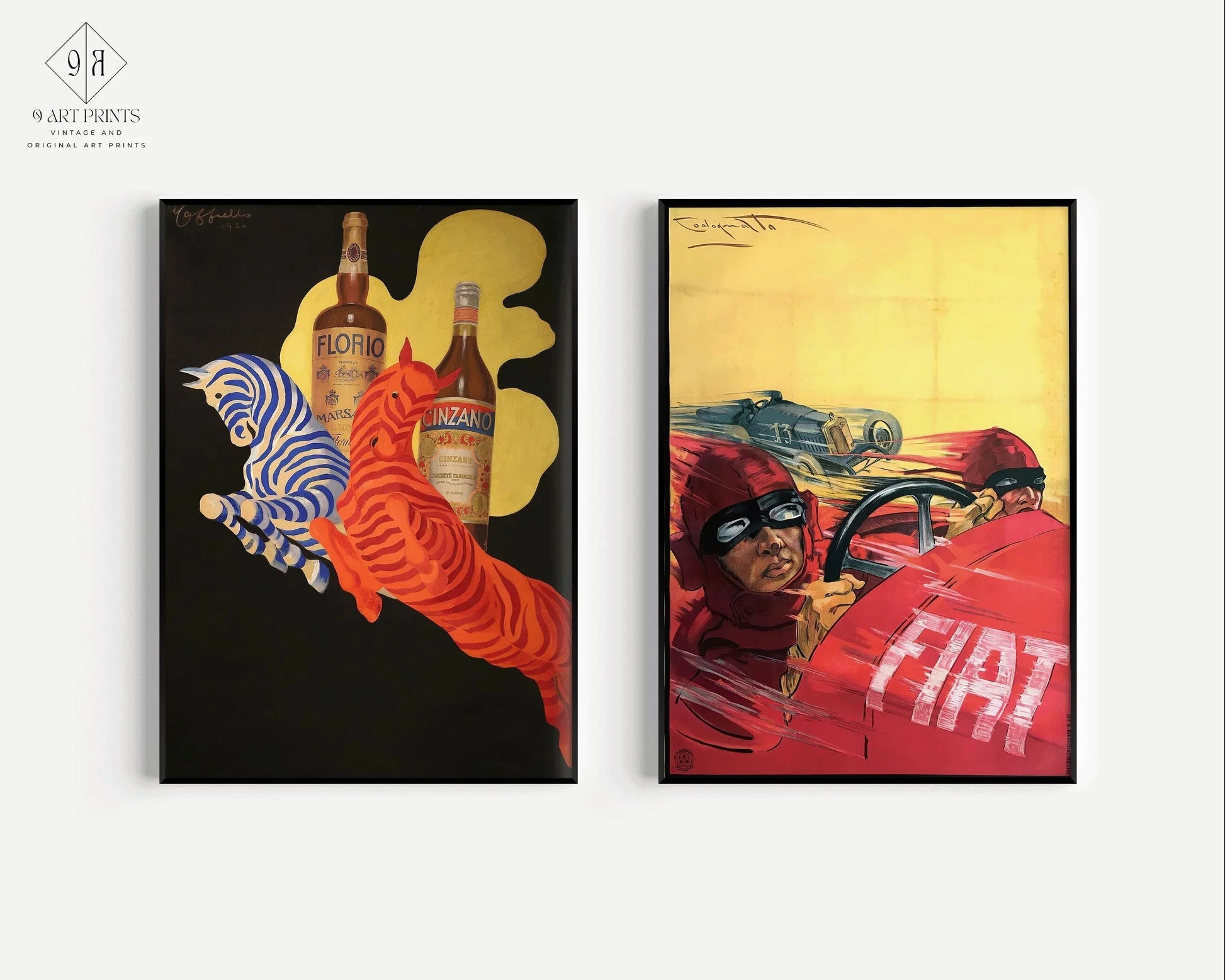 Affiches Art Déco italiennes vintage : Florio, Cinzano et Fiat Racing
