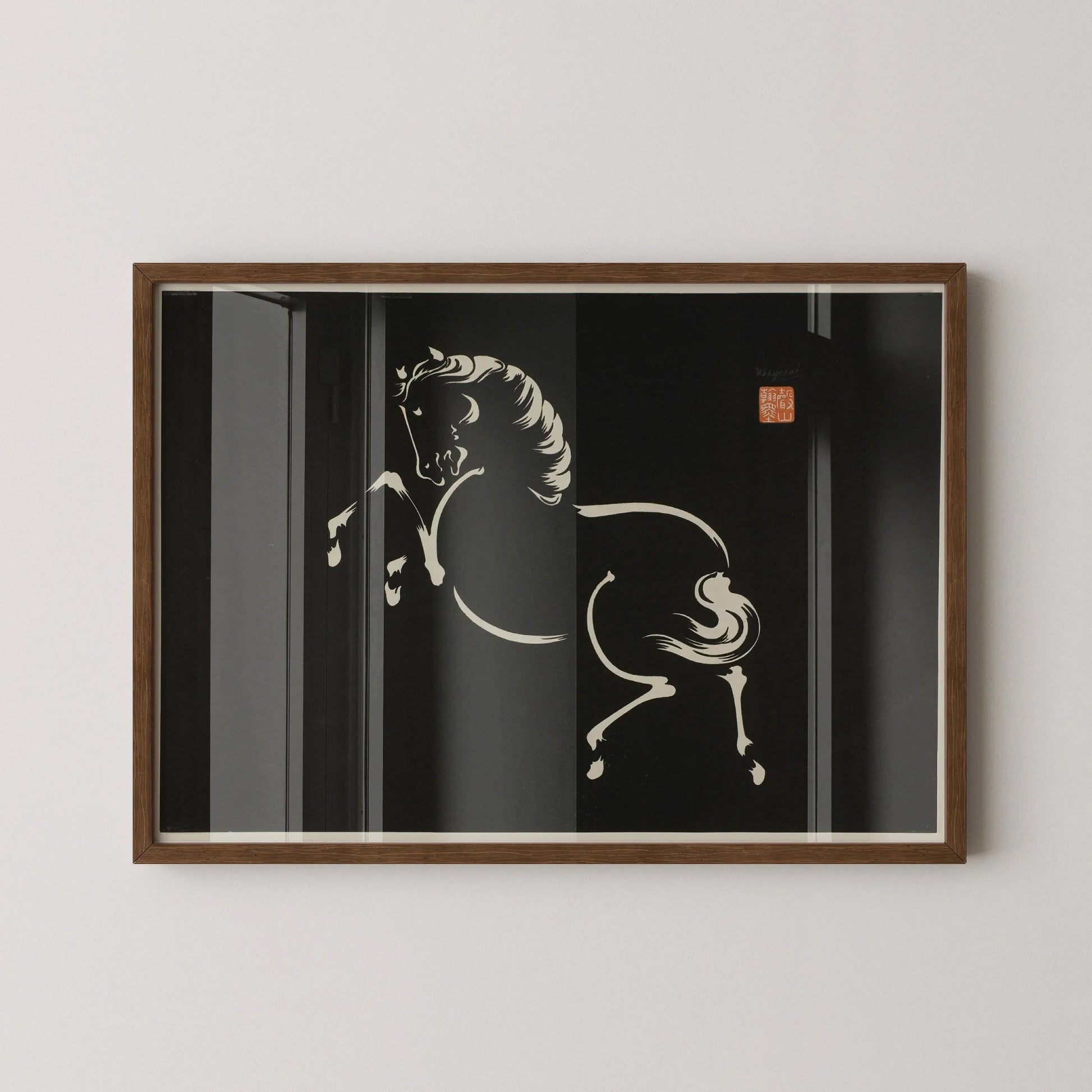 Estampe vintage japonaise représentant un cheval : Wakyosai Giclée Fine Art