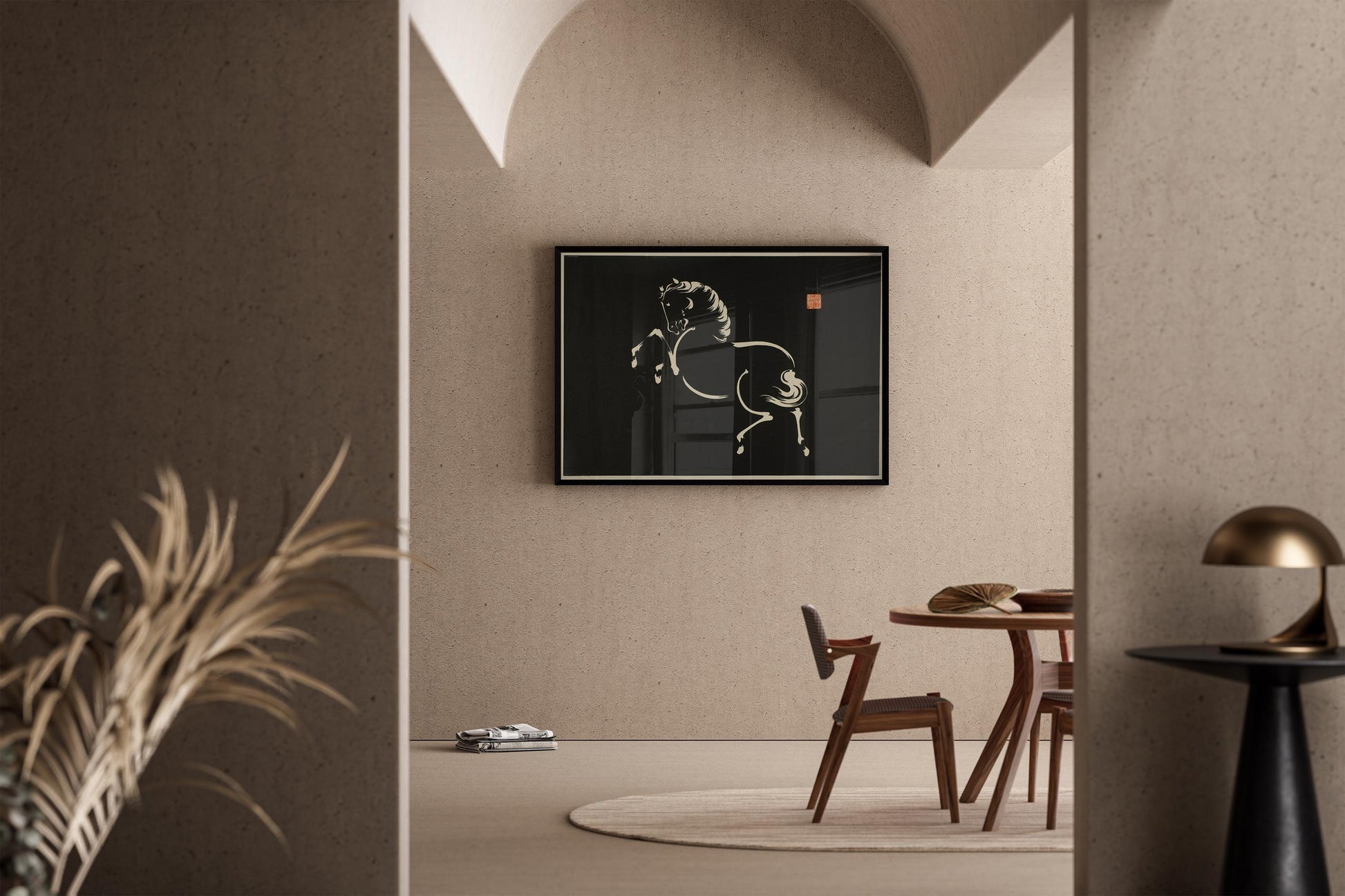 Estampe vintage japonaise représentant un cheval : Wakyosai Giclée Fine Art