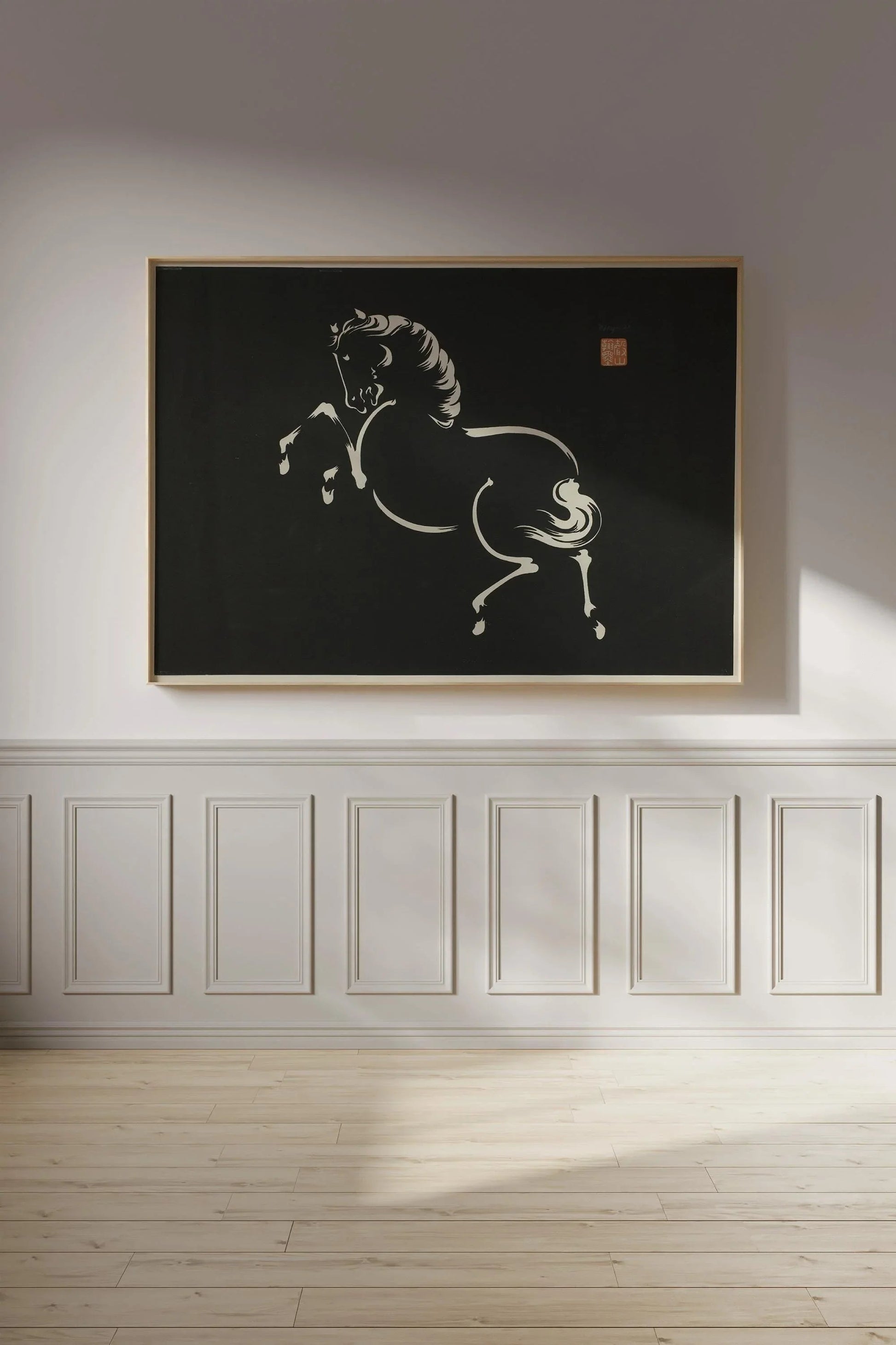 Estampe vintage japonaise représentant un cheval : Wakyosai Giclée Fine Art