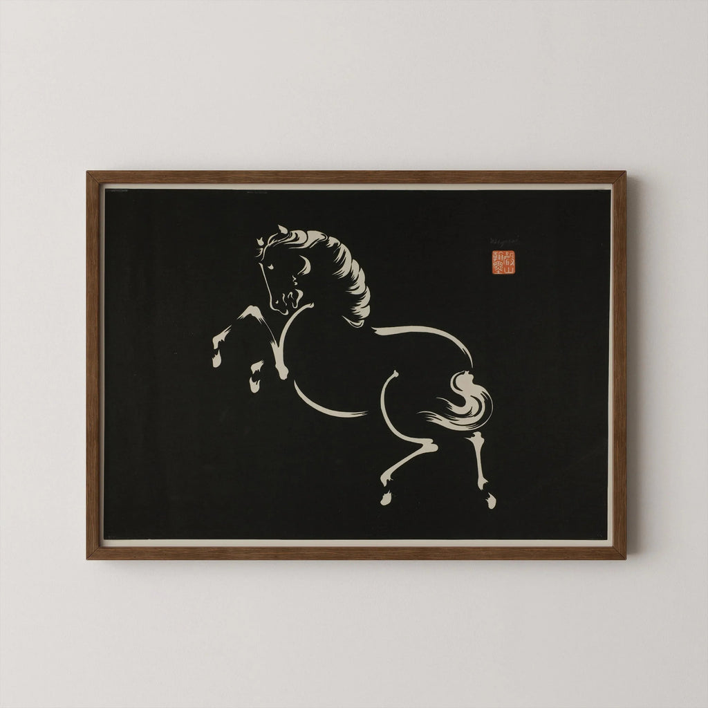 Estampe vintage japonaise représentant un cheval : Wakyosai Giclée Fine Art