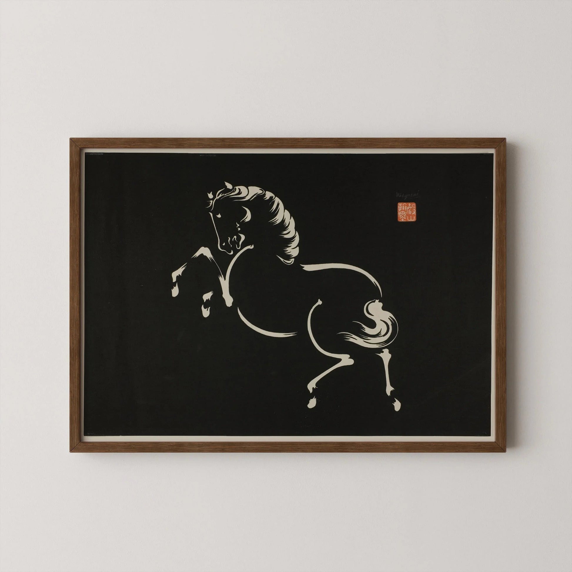 Estampe vintage japonaise représentant un cheval : Wakyosai Giclée Fine Art
