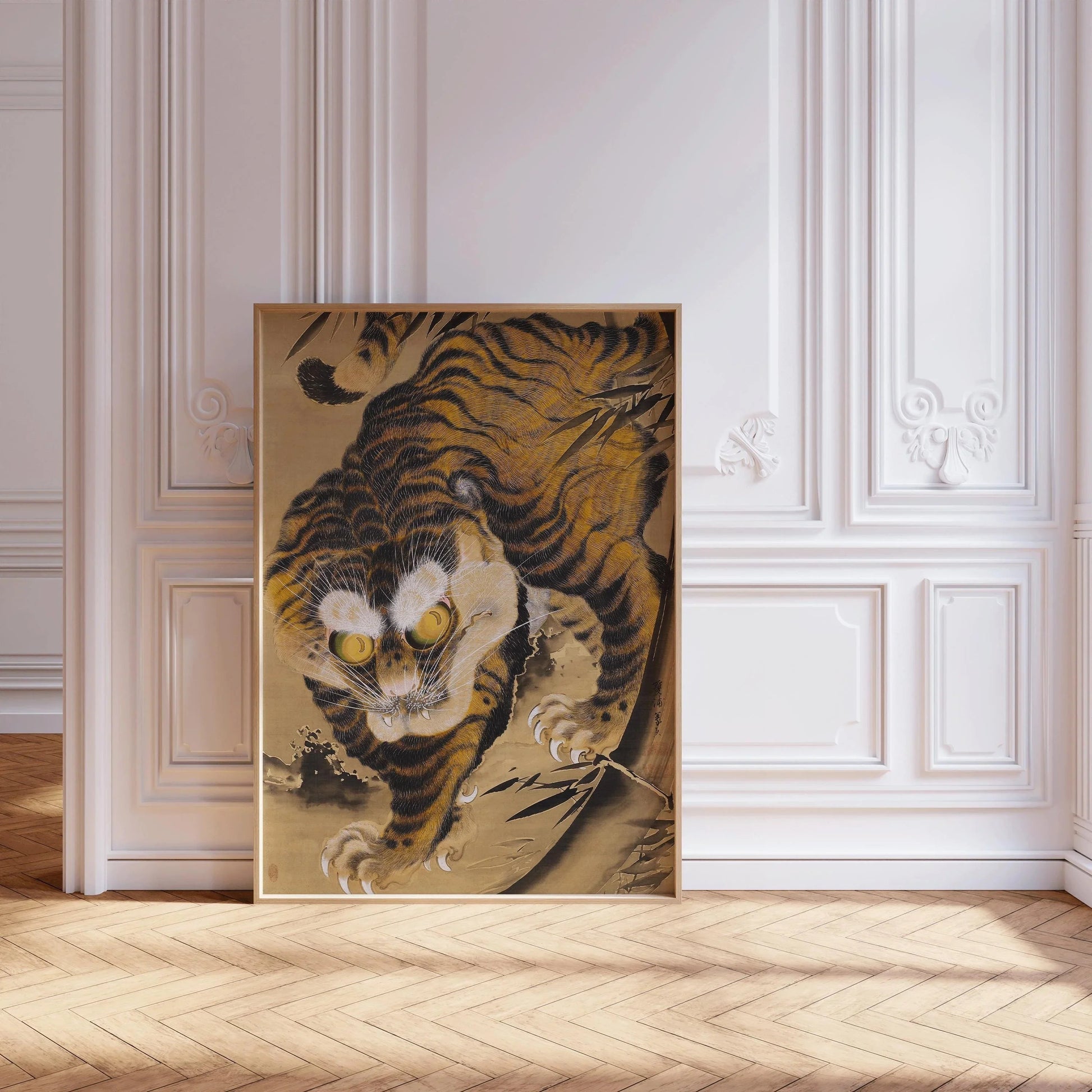 Estampe japonaise vintage représentant un tigre : Katayama Yokoku, gravure sur bois, impression giclée sur papier Hahnemühle (disponible encadrée)