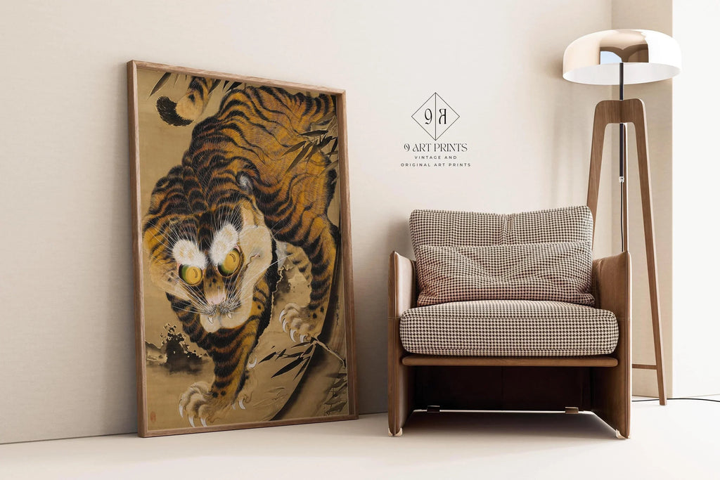 Estampe japonaise vintage représentant un tigre : Katayama Yokoku, gravure sur bois, impression giclée sur papier Hahnemühle (disponible encadrée)