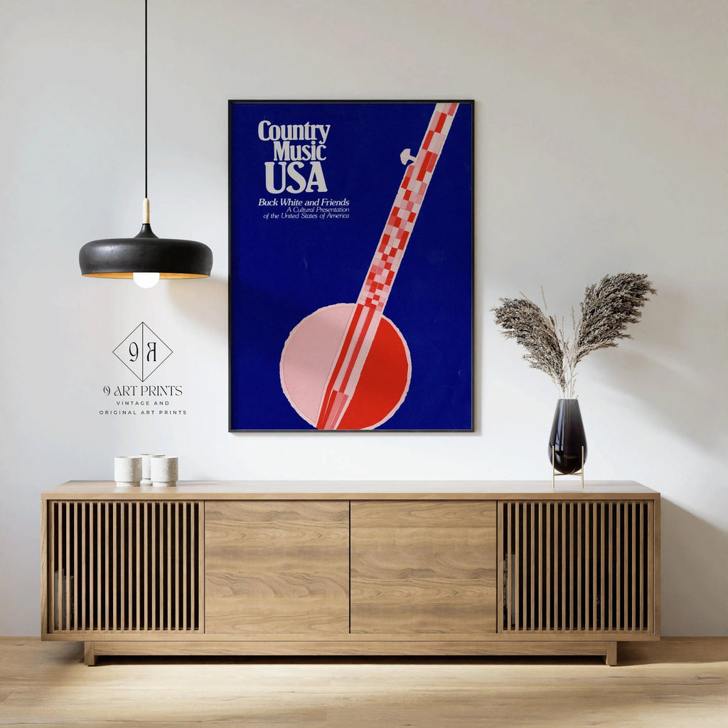 Affiche musicale vintage - Musique country Buck White and Friends (USIA) | Disponible encadrée ou non