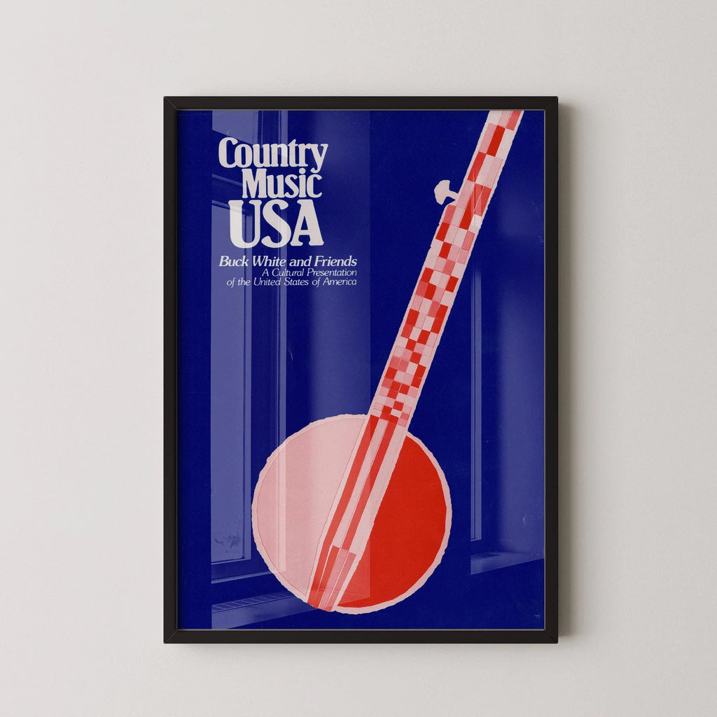 Affiche musicale vintage - Musique country Buck White and Friends (USIA) | Disponible encadrée ou non