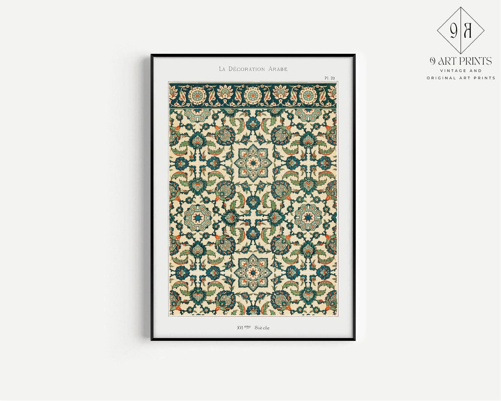 Estampe vintage à motif persan : design islamique du Moyen-Orient