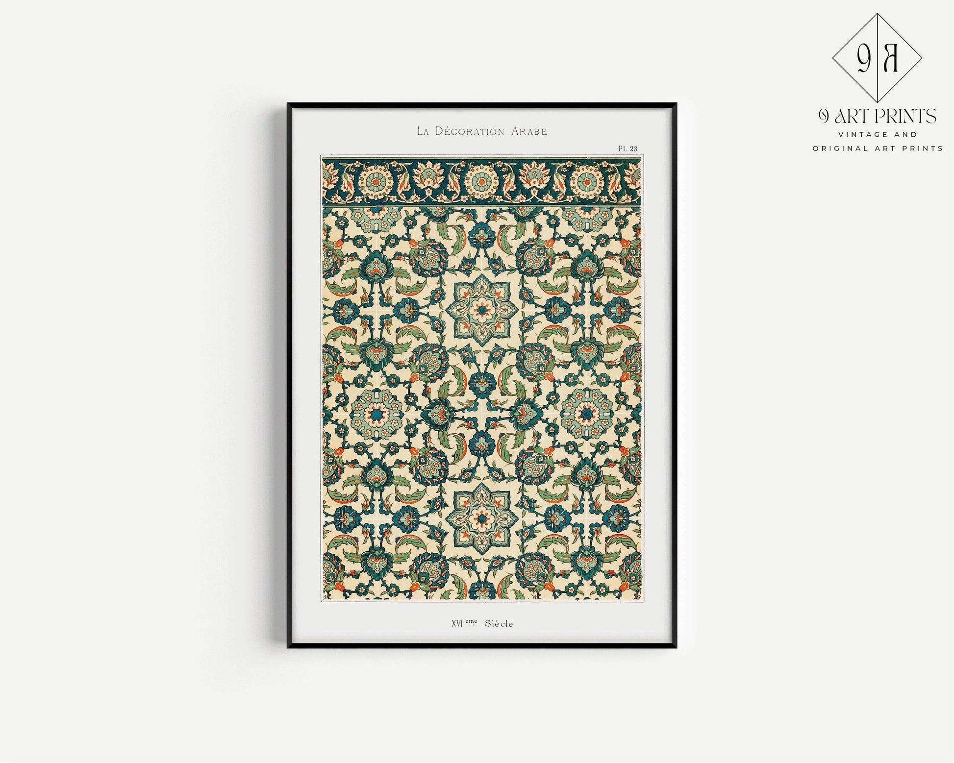 Estampe vintage à motif persan : design islamique du Moyen-Orient