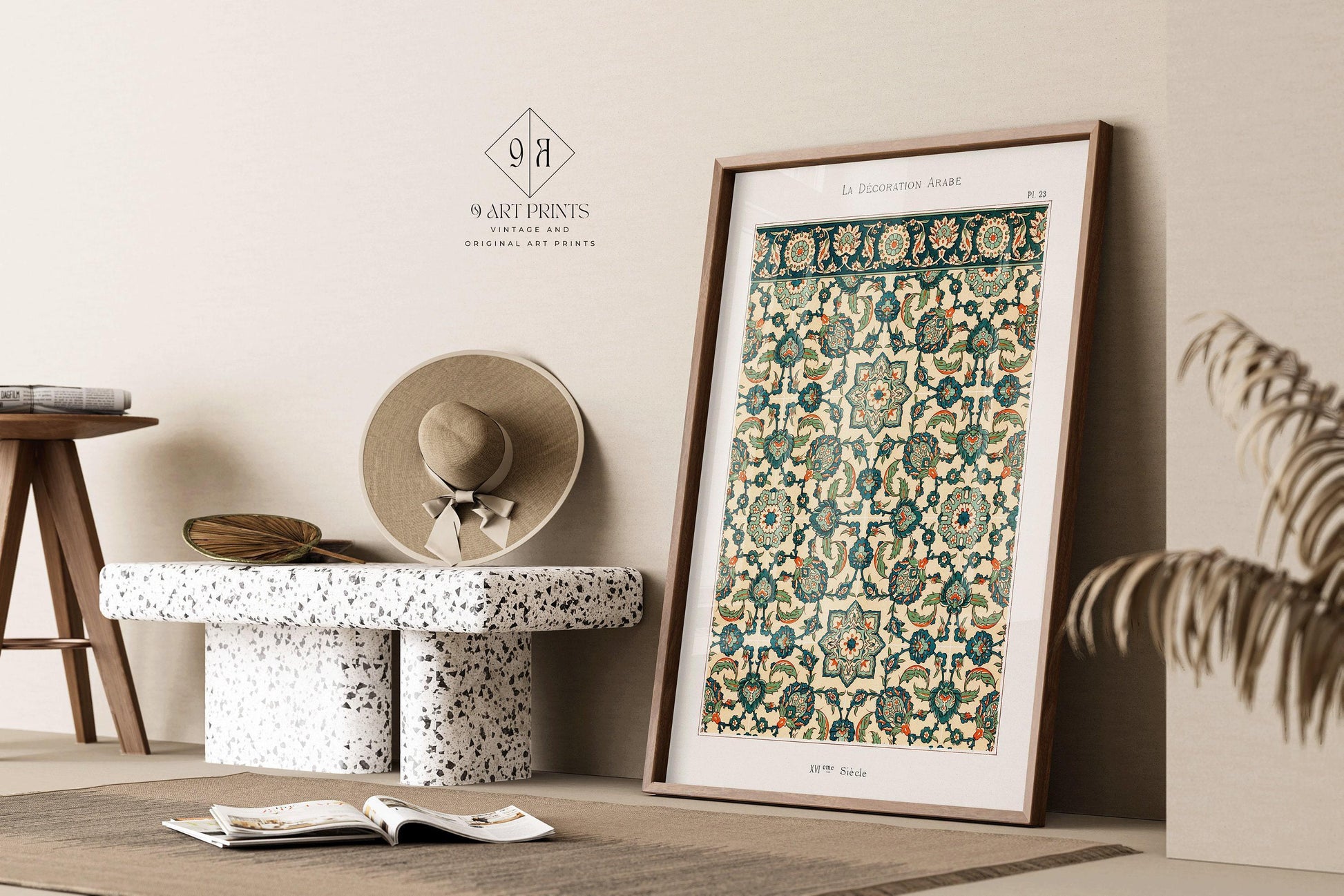 Estampe vintage à motif persan : design islamique du Moyen-Orient