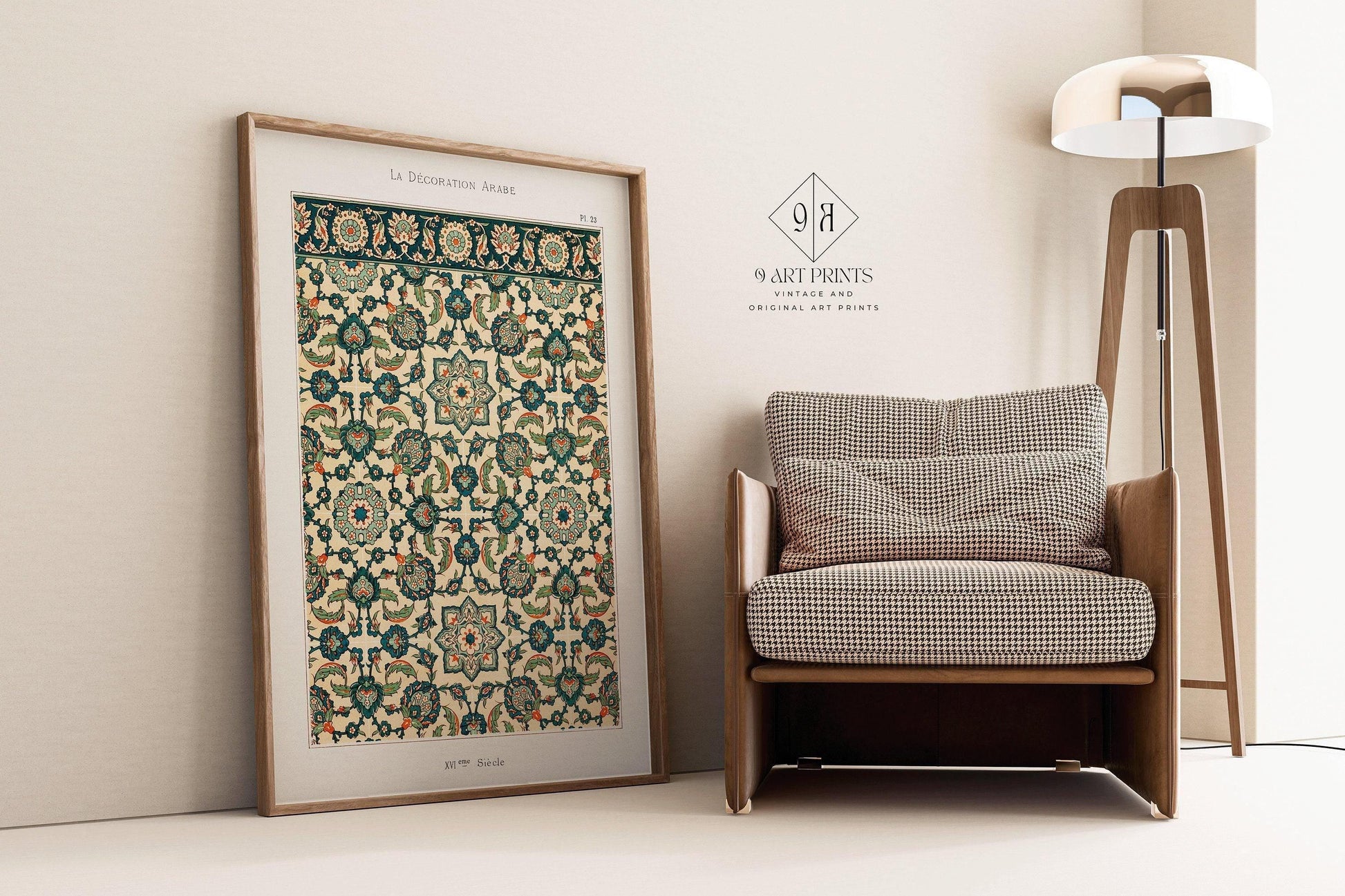 Estampe vintage à motif persan : design islamique du Moyen-Orient