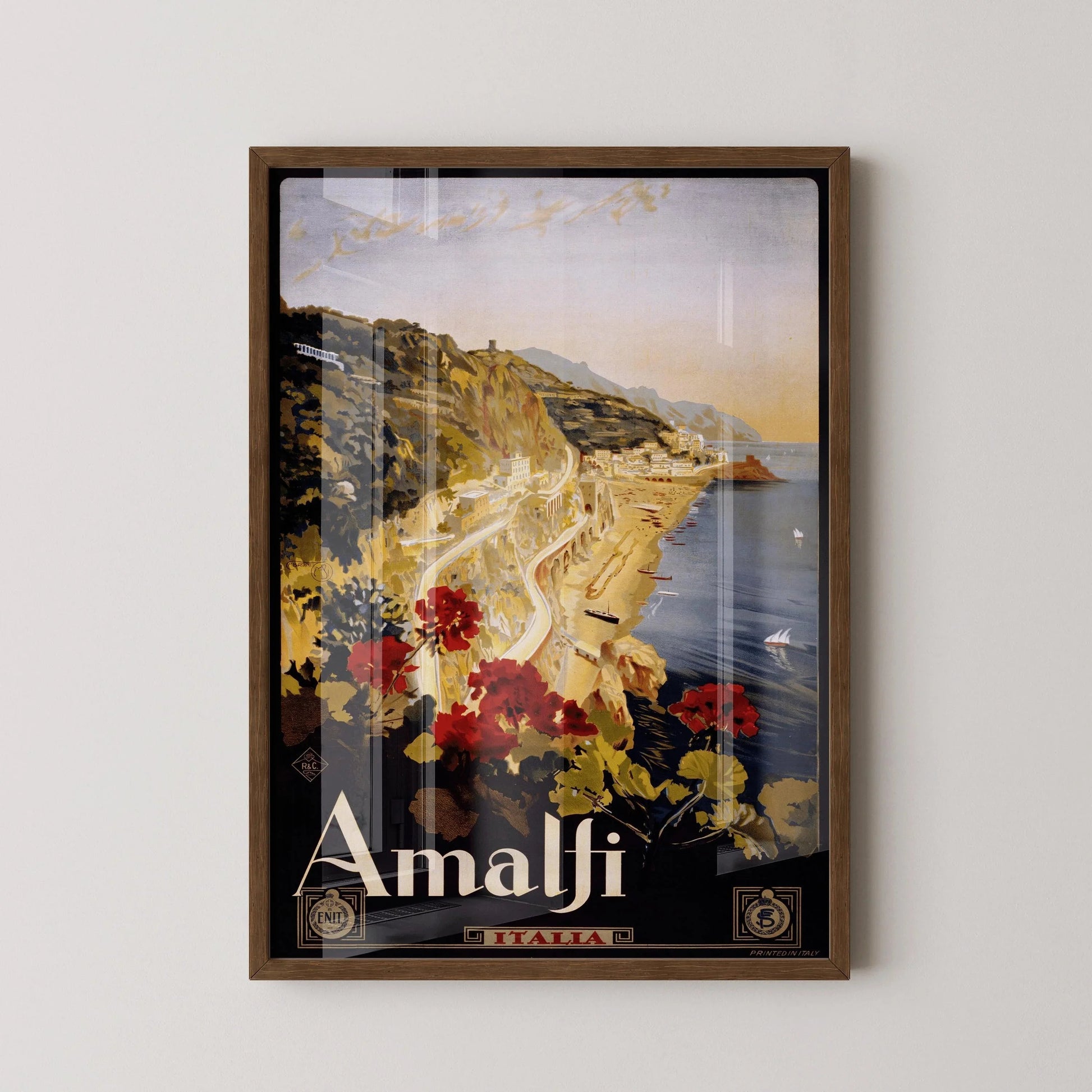 Affiche de voyage vintage - Côte amalfitaine, Italie | Disponible encadrée ou non