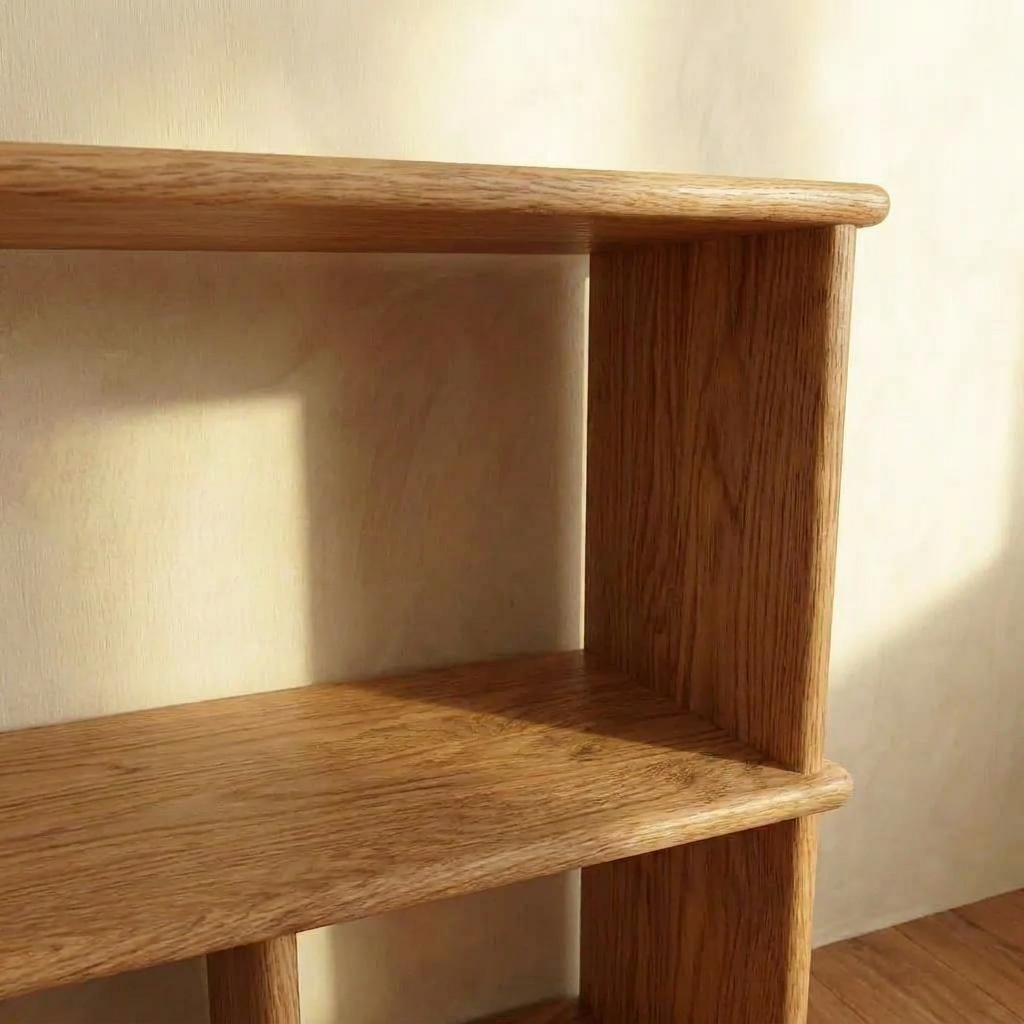 Vinyl record bookcase in red oak