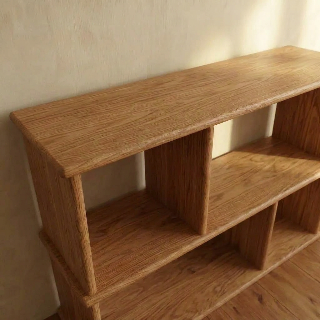 Vinyl record bookcase in red oak