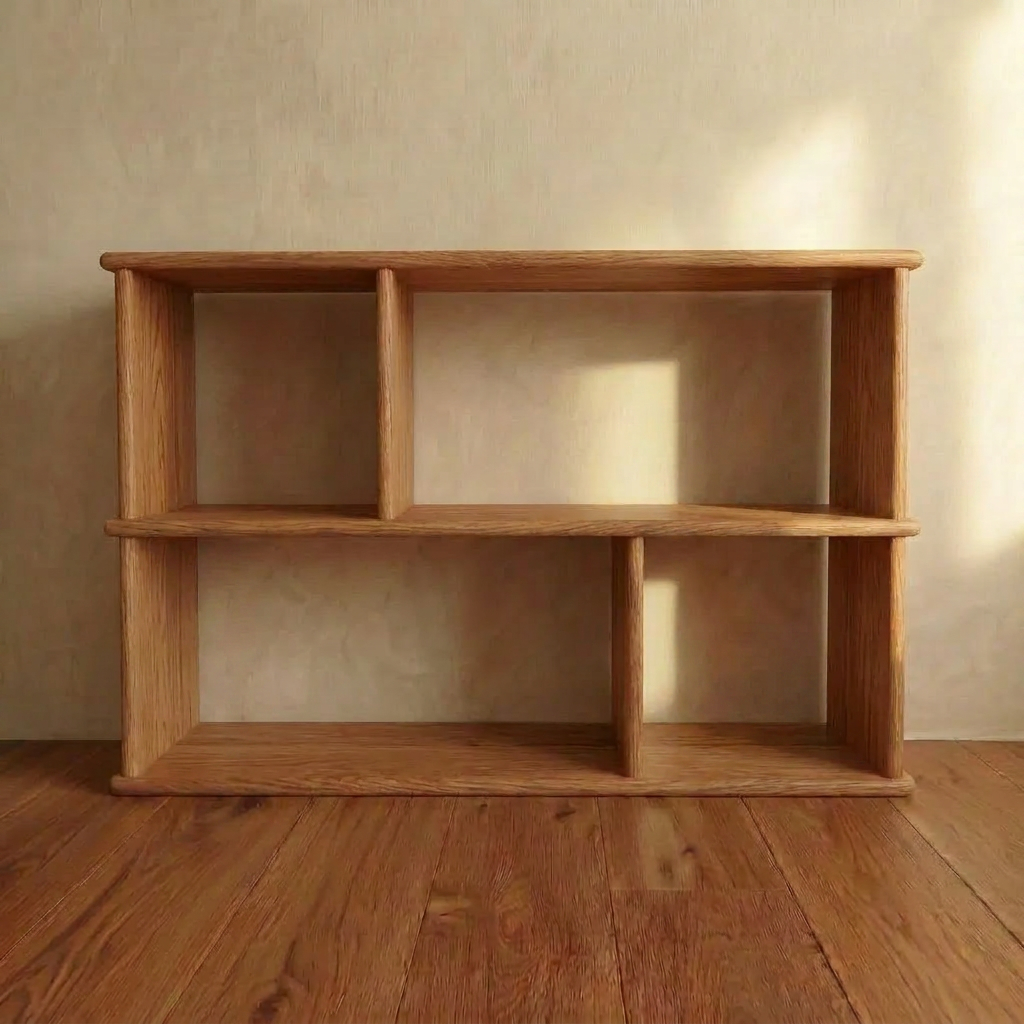 Vinyl record bookcase in red oak