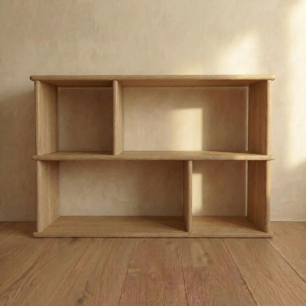 Vinyl record bookcase in white oak