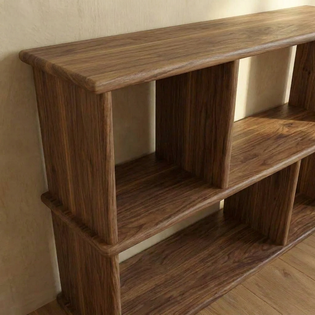 Vinyl record bookcase in walnut