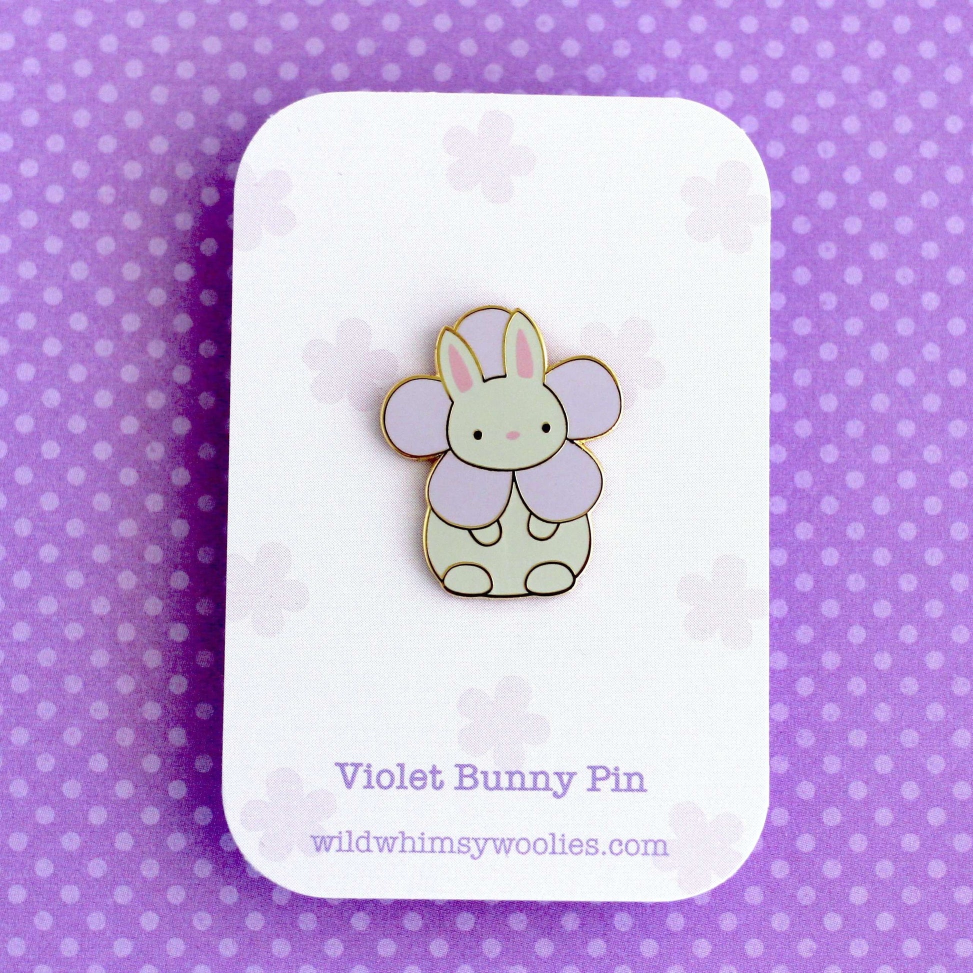 Pin's lapin violet - Badge de revers lapin - Pin's émaillé fleur - Pin's sac à dos