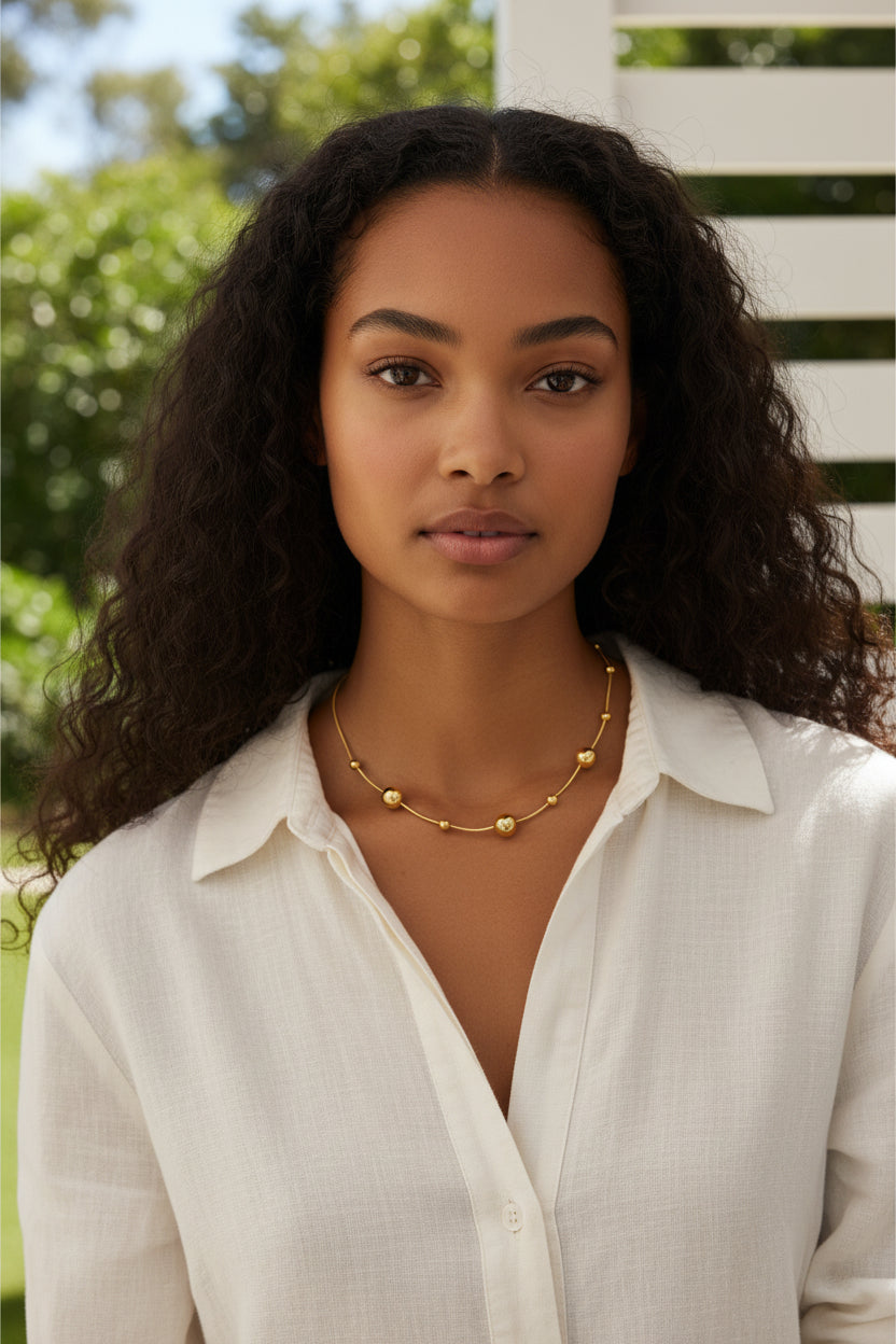 Multi Ball Necklace - Gold Stainless Steel
